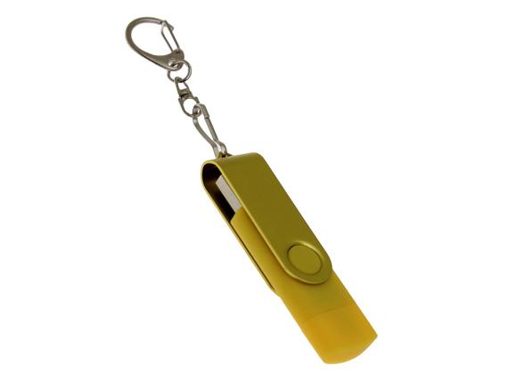 USB 2.0- флешка на 16 Гб с поворотным механизмом и дополнительным разъемом Type-C