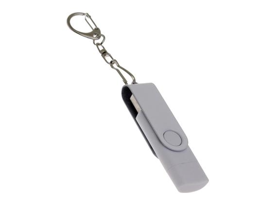 USB 2.0- флешка на 32 Гб с поворотным механизмом и дополнительным разъемом Type-C