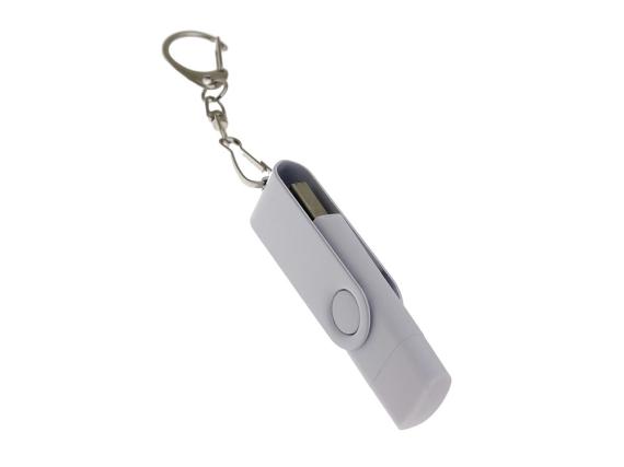 USB 2.0- флешка на 32 Гб с поворотным механизмом и дополнительным разъемом Type-C