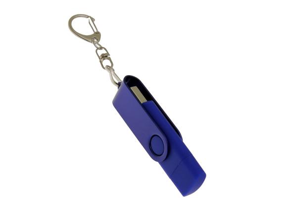 USB 2.0- флешка на 32 Гб с поворотным механизмом и дополнительным разъемом Type-C