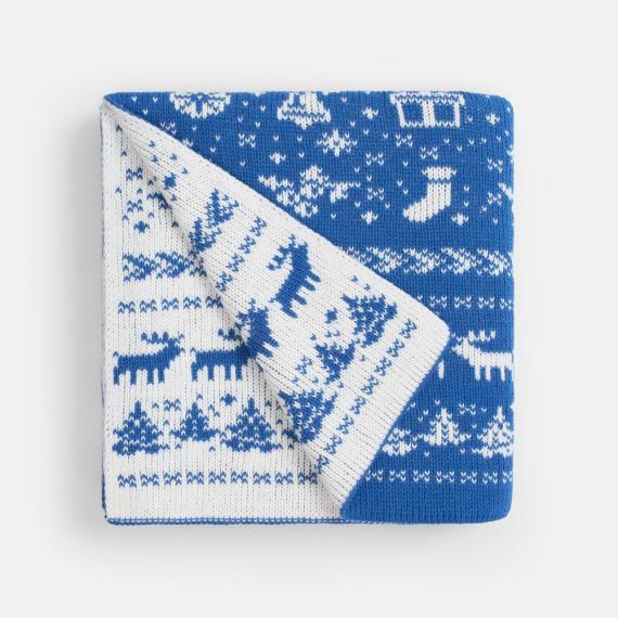 Плед Holidale, синий с молочным