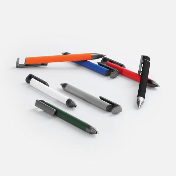 Ручка шариковая Standic с подставкой для телефона, черная