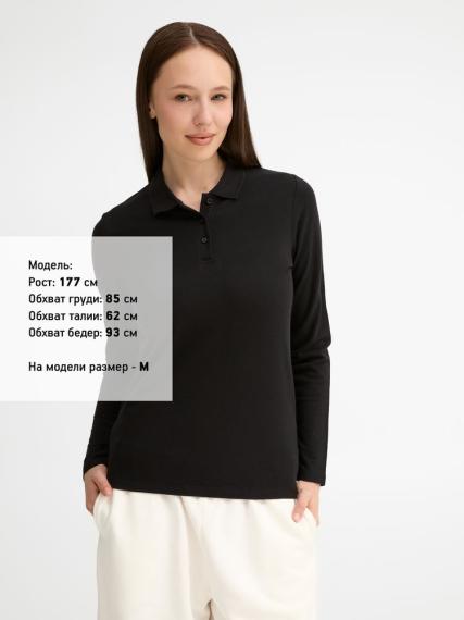 Рубашка поло женская с длинным рукавом Perfect LSL Women черная, размер XXL