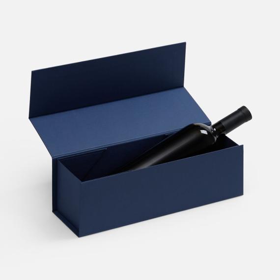 Коробка складная под бутылку Color Jacket Fold, темно-синяя