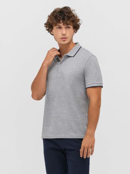 Рубашка поло унисекс Palermo, серый меланж с темно-синим, размер XS
