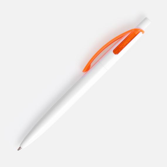 Ручка шариковая Bento, белая с оранжевым