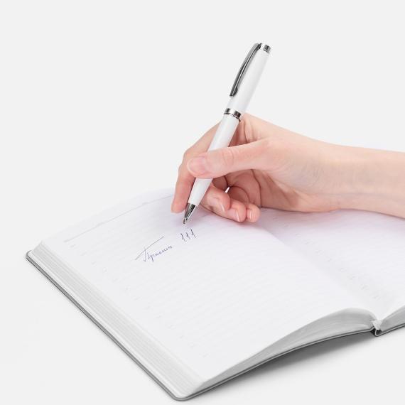 Ручка шариковая Letra Chrome, глянцевая, белая