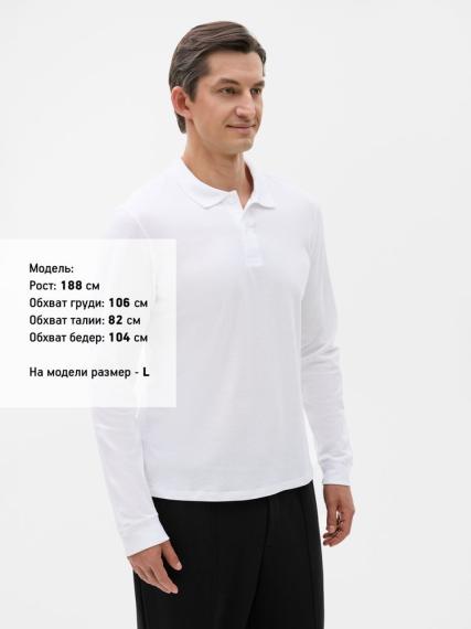 Рубашка поло мужская с длинным рукавом Perfect LSL Men белая, размер XXL