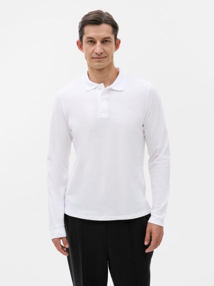 Рубашка поло мужская с длинным рукавом Perfect LSL Men белая, размер XXL