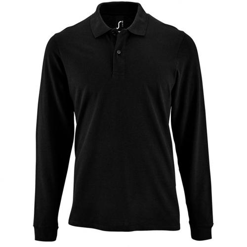 Рубашка поло мужская с длинным рукавом Perfect LSL Men черная, размер 3XL