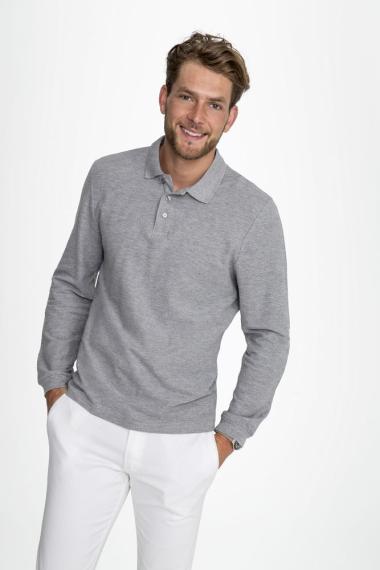 Рубашка поло мужская с длинным рукавом Winter II 210 серый меланж, размер L